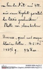 Etiketten zu Korund (Saphir) (NHMW-MIN-Aa2317)